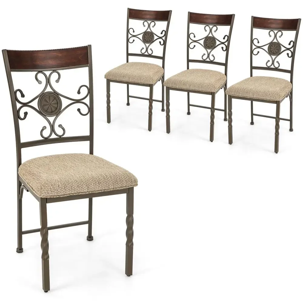 Upholstered Dining Chair Set of 4, Vintage Metal Dining Chairs with Soft Padded Seat Cushion, Retro High Backrest, Armless Kitc
Upholstered Dining Chair Set of 4, Vintage Metal Dining Chairs with Soft Padded Seat Cushion, Retro High Backrest, Armless Kitc