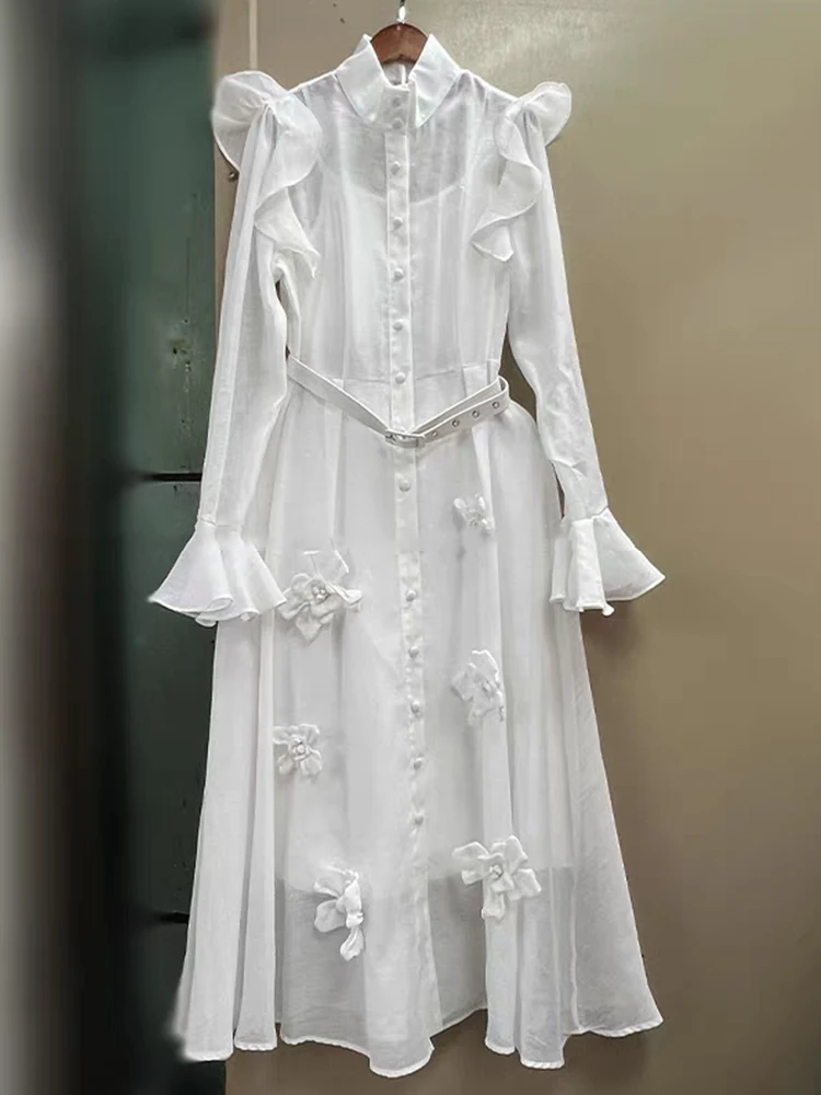 Stand-up collar, lace-up, cinched waist shirt dress, Spring 2025 women's wear, flared sleeve dress, applique loose puffy dress
Stand-up collar, lace-up, cinched waist shirt dress, Spring 2025 women's wear, flared sleeve dress, applique loose puffy dress