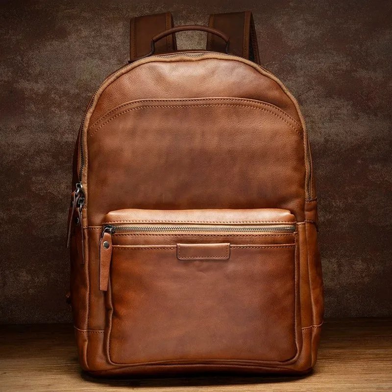 Vintage Handmade Color-Rubbed Genuine Leather Men's Backpack Casual Top-Grain Vegetable-Tanned Cowhide Travel Laptop Bag
Vintage Handmade Color-Rubbed Genuine Leather Men's Backpack Casual Top-Grain Vegetable-Tanned Cowhide Travel Laptop Bag