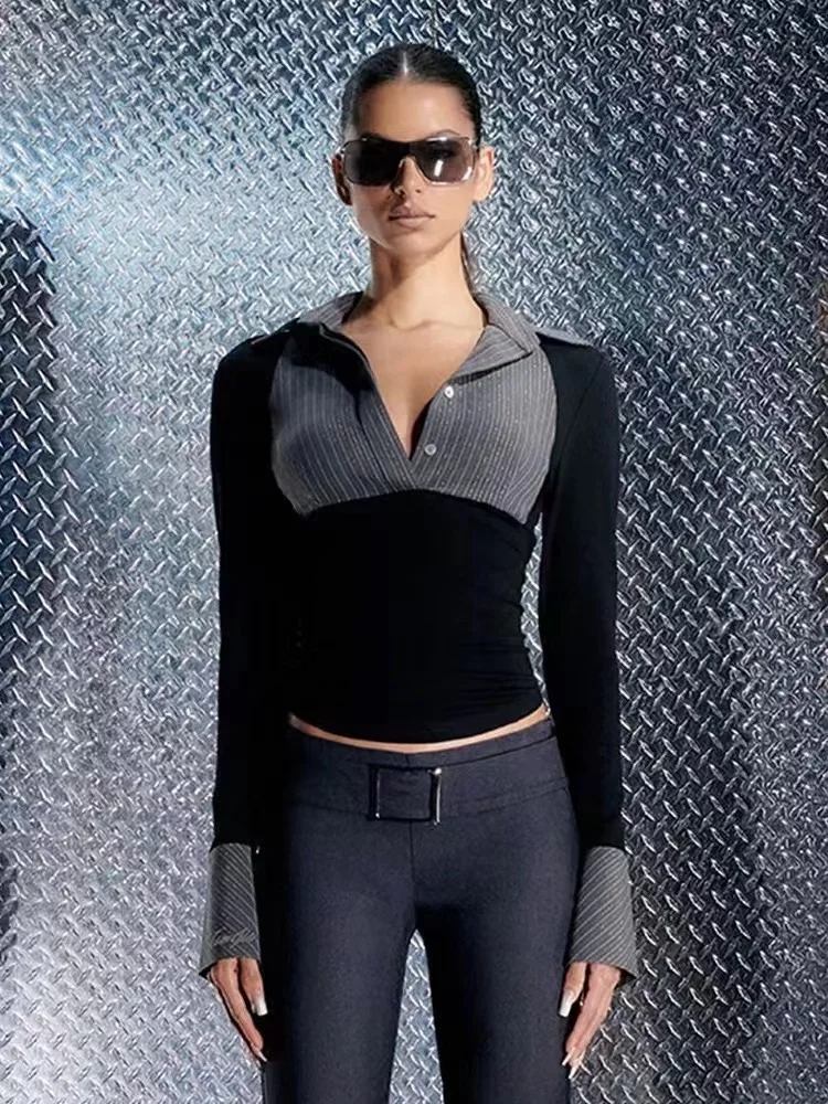 Slim Fit Striped Shirt Color Block Long Sleeve Waist Cinched Office Siren Female Teacher GIA Spicy Style Polyester Business S...
Slim Fit Striped Shirt Color Block Long Sleeve Waist Cinched Office Siren Female Teacher GIA Spicy Style Polyester Business S...