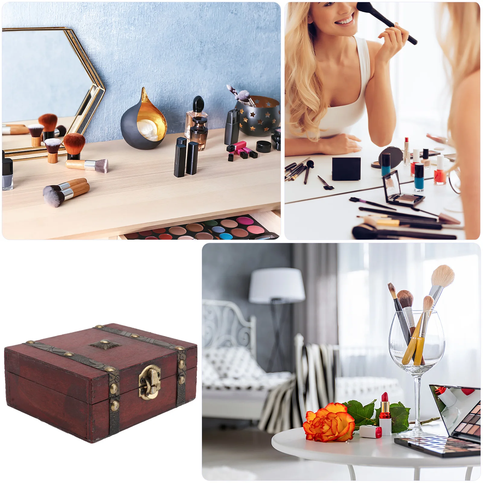 Wooden Vintage Jewelry Organizer Storage Box Front Metal Buckle Lock Golden Flower Print Jewelry Case Home Decoration
Wooden Vintage Jewelry Organizer Storage Box Front Metal Buckle Lock Golden Flower Print Jewelry Case Home Decoration