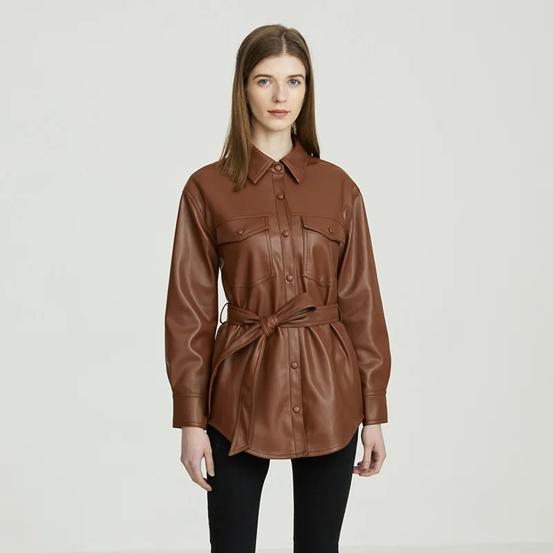 Leather Women Suit Ladies Formal Blazer With Belt Black Brown Female Single Button Business Work Wear Office Lady Jacket Coat
Leather Women Suit Ladies Formal Blazer With Belt Black Brown Female Single Button Business Work Wear Office Lady Jacket Coat