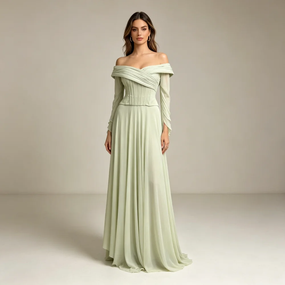 Customized Elegant Formal Off-the-shoulder Evening Gowns Pleat A-line Long Dresses Elegant Party Wedding Guest Dress
Customized Elegant Formal Off-the-shoulder Evening Gowns Pleat A-line Long Dresses Elegant Party Wedding Guest Dress