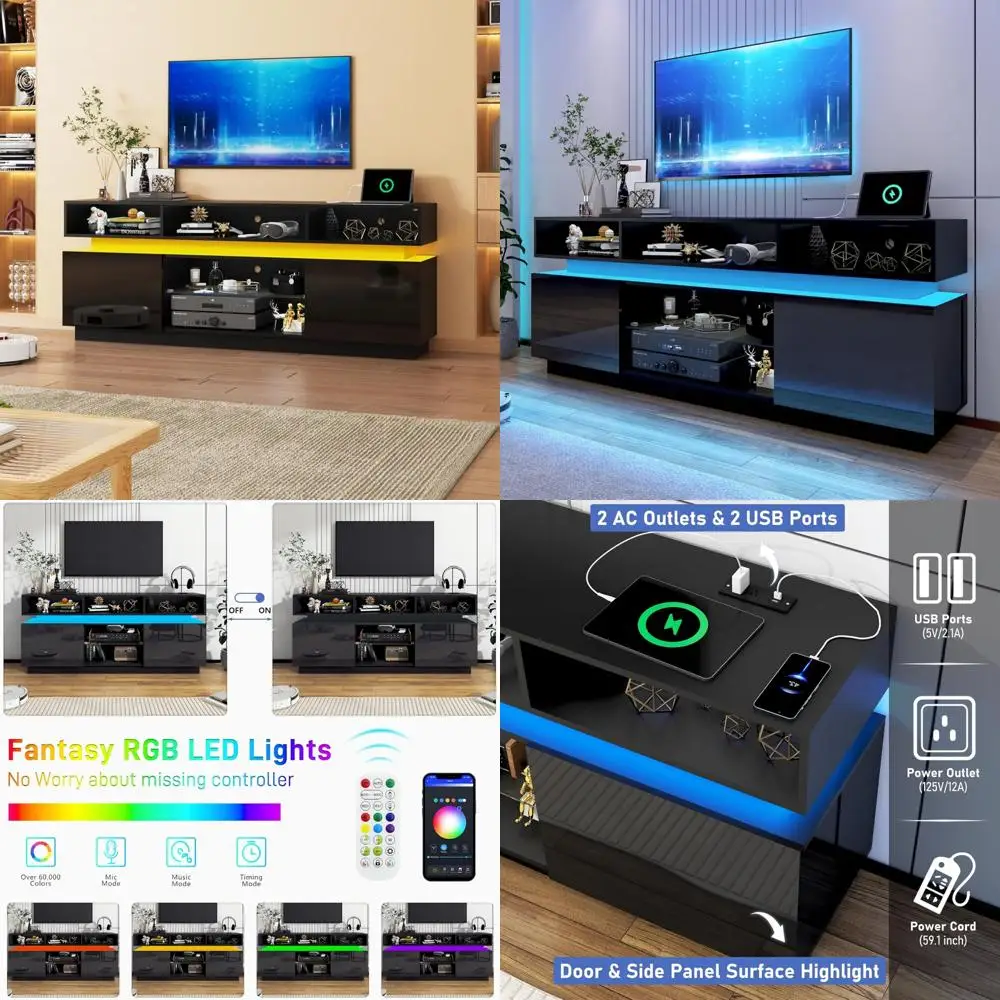 Modern High Gloss 75 Inch LED TV Stand, Tall Entertainment Center with Power Outlets, Gaming Media Console for TV
Modern High Gloss 75 Inch LED TV Stand, Tall Entertainment Center with Power Outlets, Gaming Media Console for TV