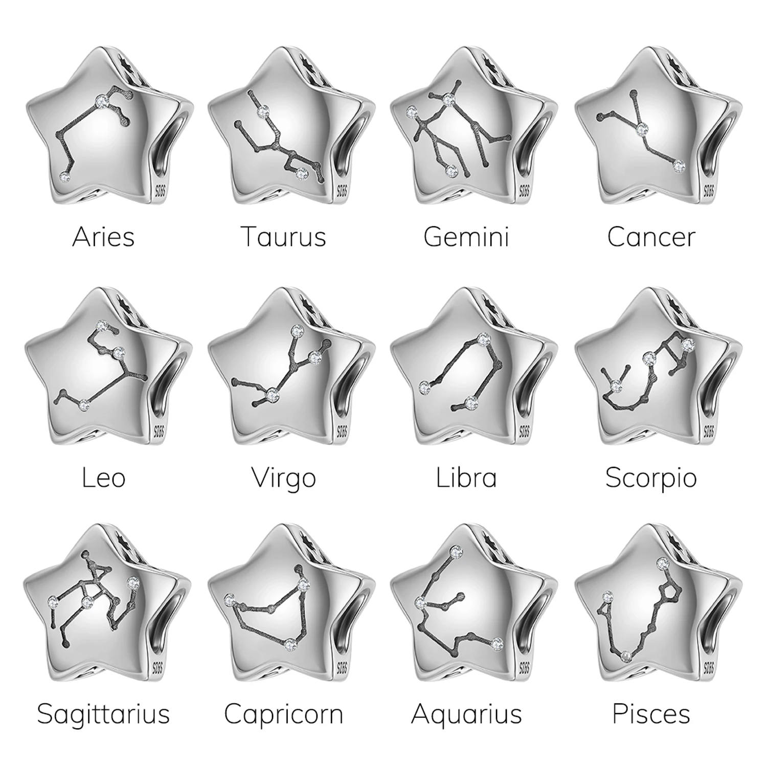 925 Sterling Silver 12 Zodiac Signs Pentagram zircon connection for Charm Beads Fit Original Bracelet Diy Jewelry Accessories
925 Sterling Silver 12 Zodiac Signs Pentagram zircon connection for Charm Beads Fit Original Bracelet Diy Jewelry Accessories