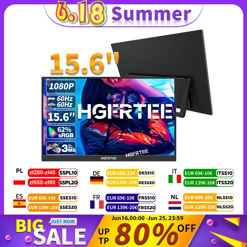 HGFRTEE 15.6inch Portable Monitor FHD-IPS Panel Second Screen for Laptop Gaming Extended Display with Type C HDMI
HGFRTEE 15.6inch Portable Monitor FHD-IPS Panel Second Screen for Laptop Gaming Extended Display with Type C HDMI