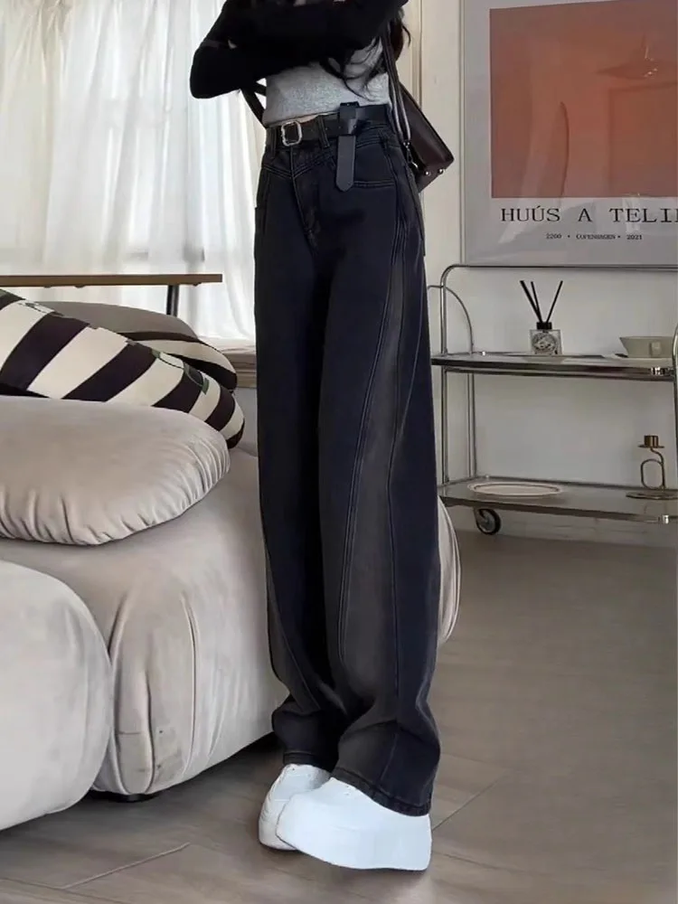 Джинсы прямого кроя с высокой талией и широкими штанинами, женские свободные длинные брюки для похудения, осенняя мода, большие размеры, джинсовые брюки Bla ey
Джинсы прямого кроя с высокой талией и широкими штанинами, женские свободные длинные брюки для похудения, осенняя мода, большие размеры, джинсовые брюки Bla ey