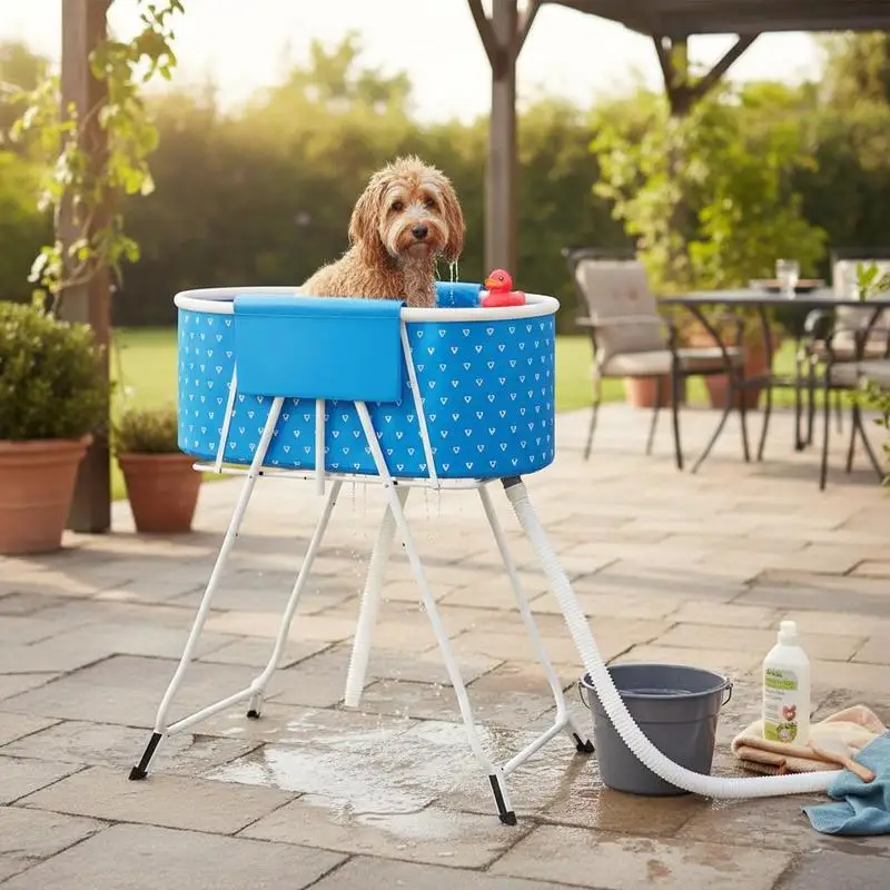 Collapsible Pet Wash Basin 33 Inch For Home Bathroom Backyard Garden, Raised Design Foldable Structure Quick Drainage Side Pocket Small Medium Dogs Cats Light Blue
Collapsible Pet Wash Basin 33 Inch For Home Bathroom Backyard Garden, Raised Design Foldable Structure Quick Drainage Side Pocket Small Medium Dogs Cats Light Blue