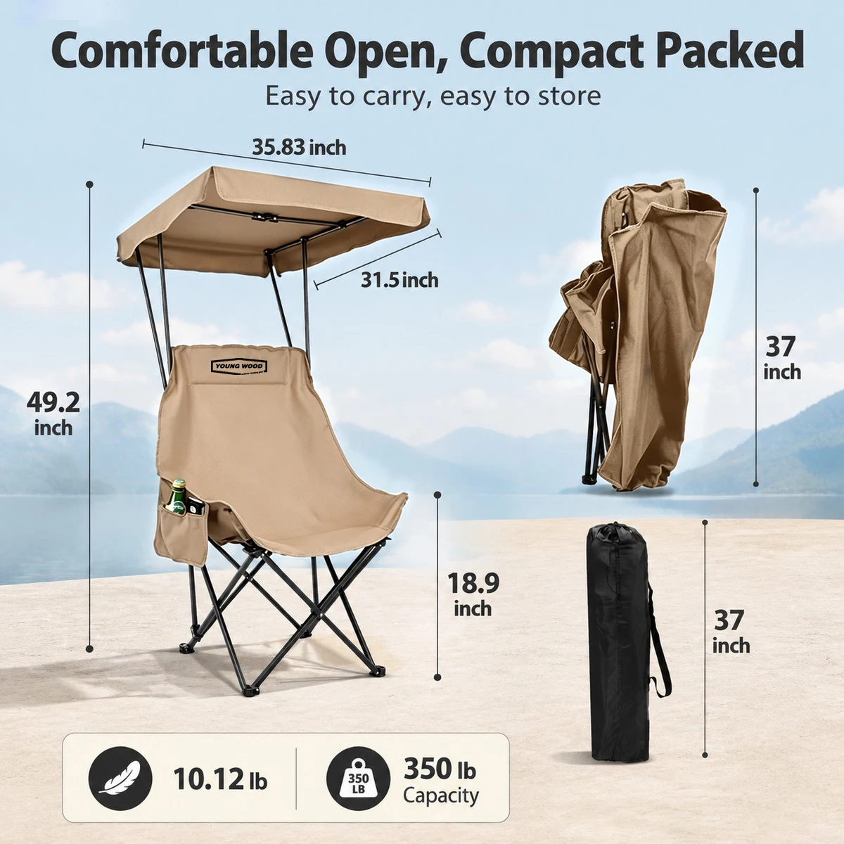 Super Heavy Outdoor Chair, sunshade camping chair with side pockets,Outdoor folding chair with sunshade, portable camping chair
Super Heavy Outdoor Chair, sunshade camping chair with side pockets,Outdoor folding chair with sunshade, portable camping chair