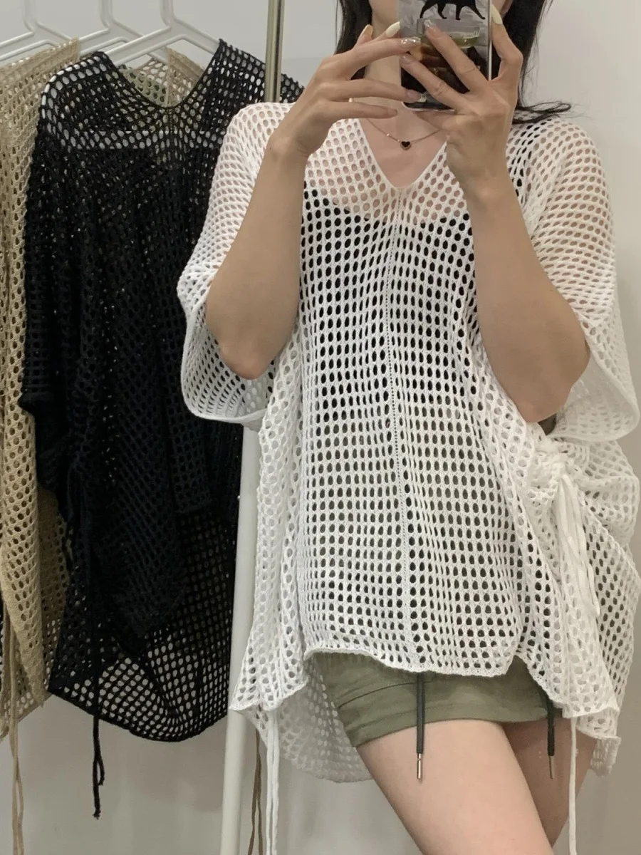 Slim V-Ne Sun Protection Hollow out Top Korean Loose Faion New id Hoodie Women's Knittedwear Summer ort Sve
Slim V-Ne Sun Protection Hollow out Top Korean Loose Faion New id Hoodie Women's Knittedwear Summer ort Sve