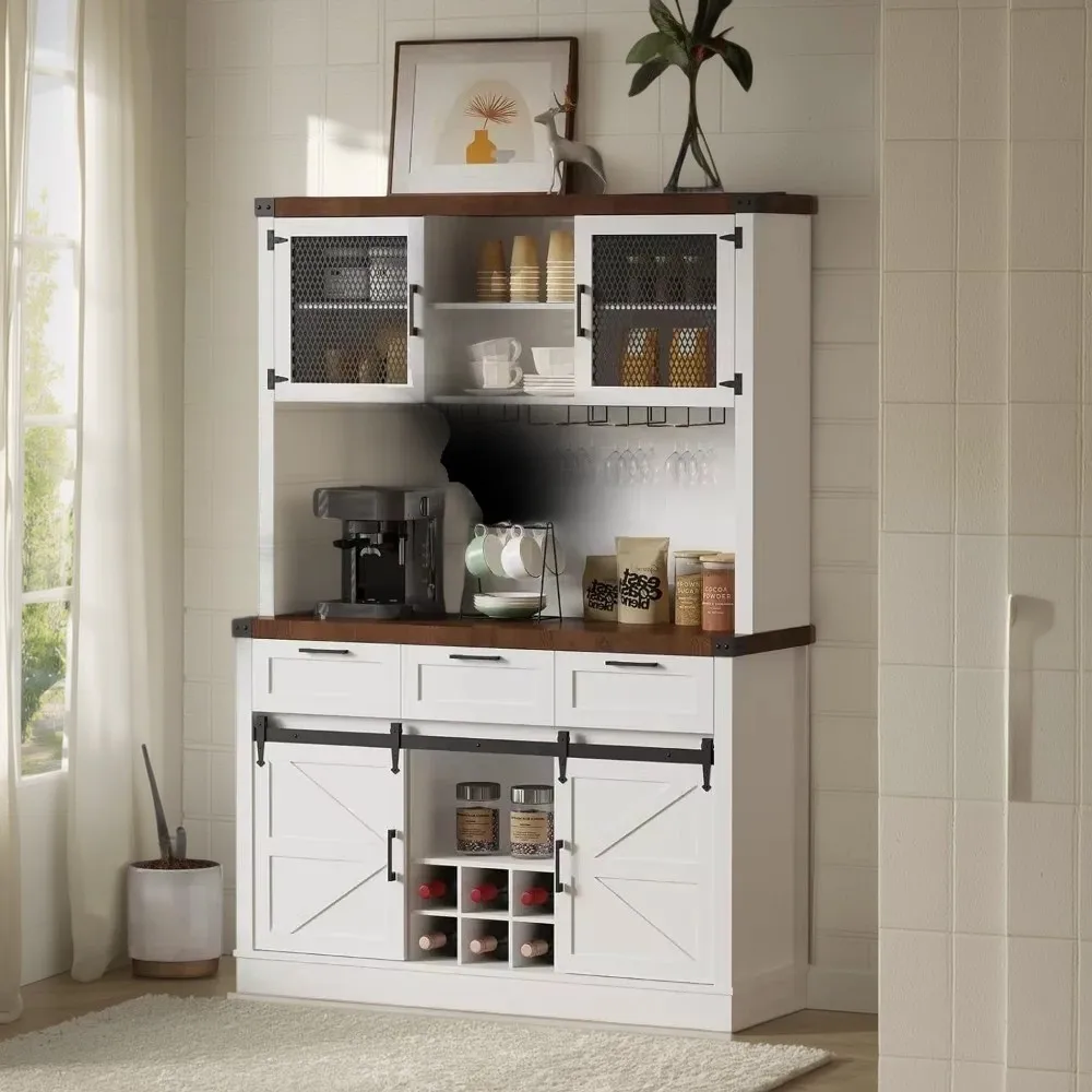 Farmhouse Bar Cabinet with Sliding Barn Door, |Tall Kitchen Buffet Hutch Cabinet with Wine
Farmhouse Bar Cabinet with Sliding Barn Door, |Tall Kitchen Buffet Hutch Cabinet with Wine