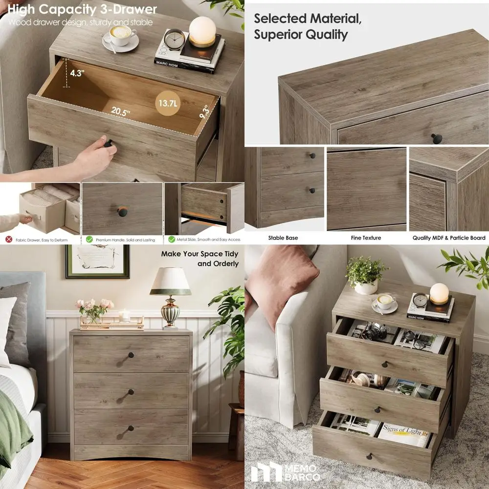 Серая тумбочка в стиле фермерского дома с 3 ящиками, компактный деревянный комод для помещений в спальне
Серая тумбочка в стиле фермерского дома с 3 ящиками, компактный деревянный комод для помещений в спальне