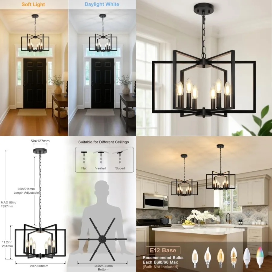 Farmhouse Chandelier, 6 Light Geometric Dining Room Light Fixture, Modern Industrial Metal Ceiling Light Rustic Hanging Pendant
Farmhouse Chandelier, 6 Light Geometric Dining Room Light Fixture, Modern Industrial Metal Ceiling Light Rustic Hanging Pendant