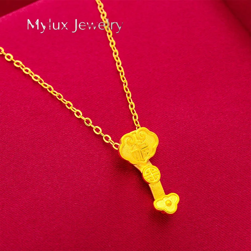 Mylux Jewelry Ruyi Pendant for Women, 24K Gold, AU999 | Matte gold ruyi with vine & enamel clouds, classic charm for cheongsam.
Mylux Jewelry Ruyi Pendant for Women, 24K Gold, AU999 | Matte gold ruyi with vine & enamel clouds, classic charm for cheongsam.