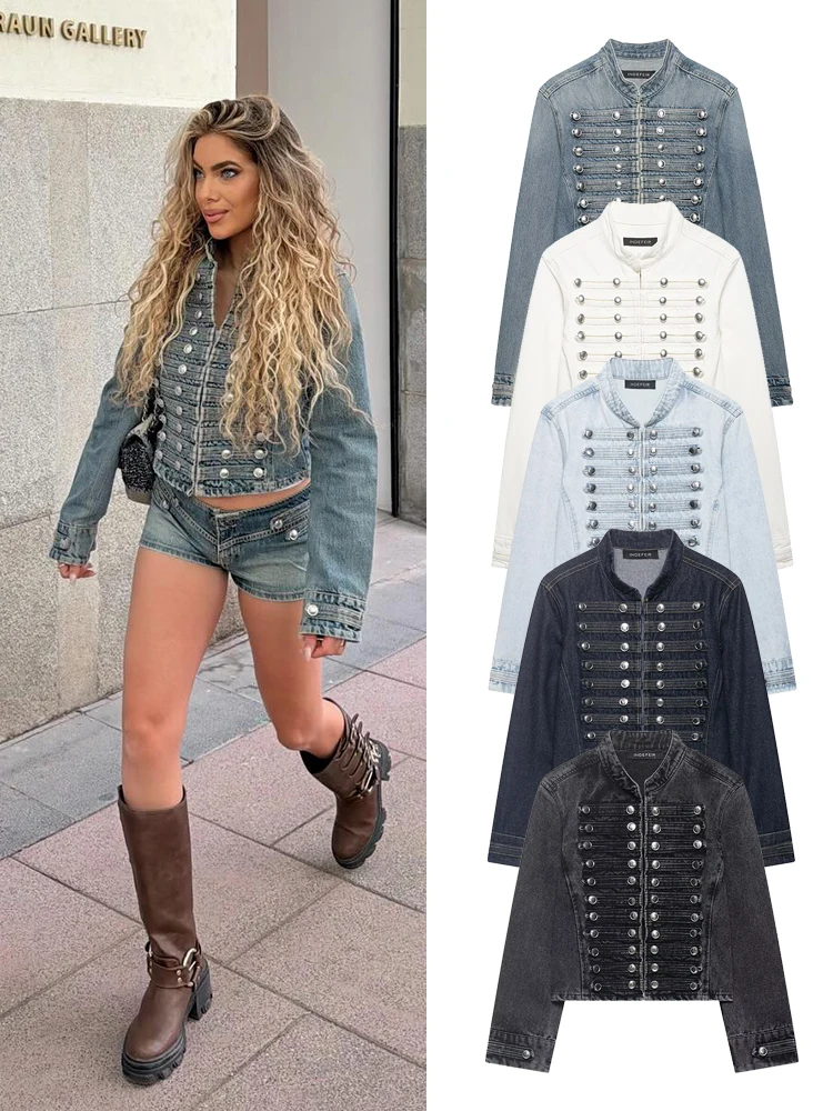 HH Spring Fall Women's Cropped Jean Jacket, Stand Collar Denim Coat with Silver Buttons, Casual Streetwear Business Outerwear
HH Spring Fall Women's Cropped Jean Jacket, Stand Collar Denim Coat with Silver Buttons, Casual Streetwear Business Outerwear