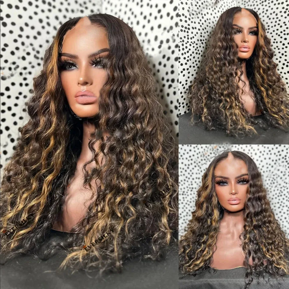Highlight Bouncy Curly Brown BlondeV Part Wigs 100% Human Hair Adjustable Elastic Bands U Shape Wigs Full Machine Made Glueless
Highlight Bouncy Curly Brown BlondeV Part Wigs 100% Human Hair Adjustable Elastic Bands U Shape Wigs Full Machine Made Glueless