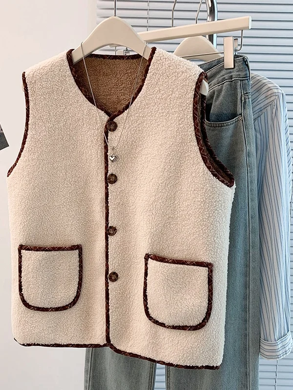 Color Blo Faux Fur Vest Winter Warm Outerwear Anti-Cold Particle Fce Jaet Versatile round Ne Single Button Closure
Color Blo Faux Fur Vest Winter Warm Outerwear Anti-Cold Particle Fce Jaet Versatile round Ne Single Button Closure