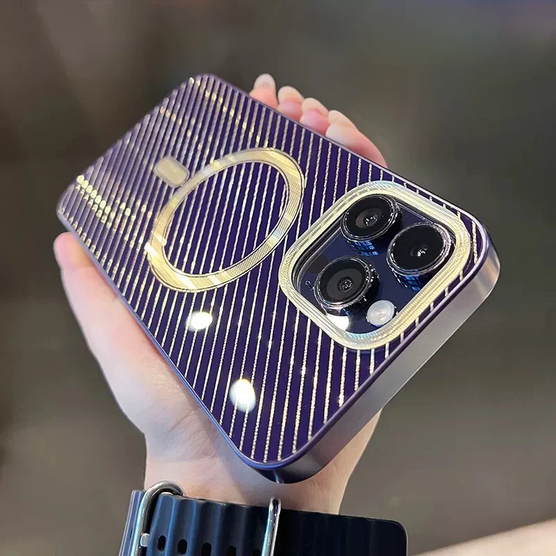 Luxury Plating Metal Stripe Phone Case For iPhone 14Plus 13 12 Pro Magnetic Wireless Charging Case For iPhone 11 12 13 14 ProMax
Luxury Plating Metal Stripe Phone Case For iPhone 14Plus 13 12 Pro Magnetic Wireless Charging Case For iPhone 11 12 13 14 ProMax