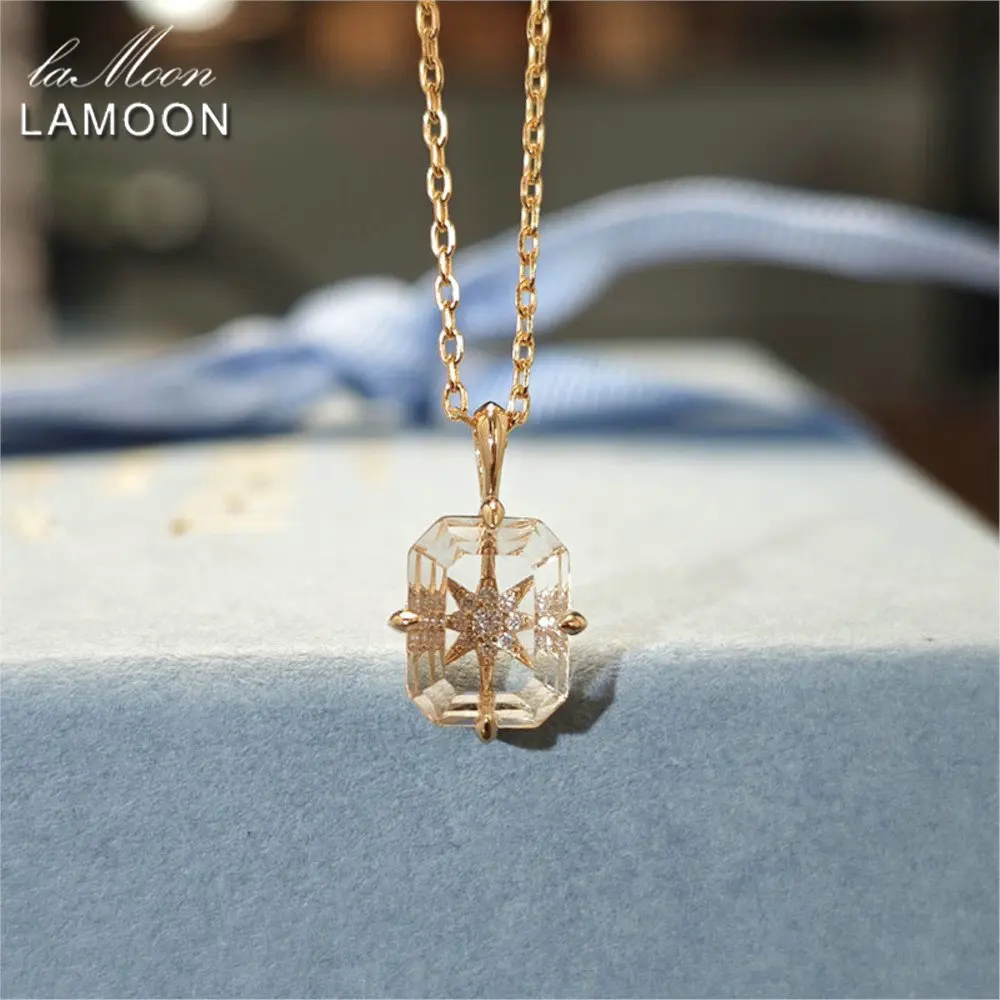 LAMOON Natural White Crystal Geometry Pendant Neckalce For Women Elegant Star 925 Sterling Silver Gold Plated Fine Jewelry
LAMOON Natural White Crystal Geometry Pendant Neckalce For Women Elegant Star 925 Sterling Silver Gold Plated Fine Jewelry