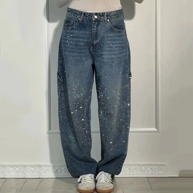 New Women Casual Hot Drilling Jeans Autumn Winter Cowboy Trousers High Waist Button Pockets Fashion Female Loose Straight Pants
New Women Casual Hot Drilling Jeans Autumn Winter Cowboy Trousers High Waist Button Pockets Fashion Female Loose Straight Pants