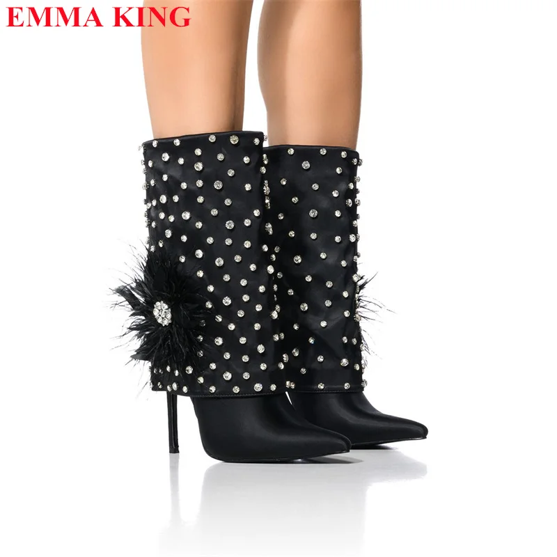 Autumn Winter Women Ankle Boots Sexy Diamond Stud Feather Pointed Toe High Heels Boots Fashion Party Shoes Female Size 35-44
Autumn Winter Women Ankle Boots Sexy Diamond Stud Feather Pointed Toe High Heels Boots Fashion Party Shoes Female Size 35-44