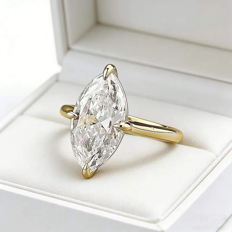 18K Gold 2CT 6*12MM Marquise Cut Moissanite Wedding Rings S925 Sterling Silver for Women Lab Diamond Party Jewelry Gift
18K Gold 2CT 6*12MM Marquise Cut Moissanite Wedding Rings S925 Sterling Silver for Women Lab Diamond Party Jewelry Gift