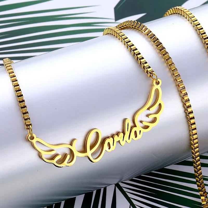 Name Custom Necklace Personality Angel Wings Custom Necklace Gold Stainless Steel Woman Necklace Gift
Name Custom Necklace Personality Angel Wings Custom Necklace Gold Stainless Steel Woman Necklace Gift