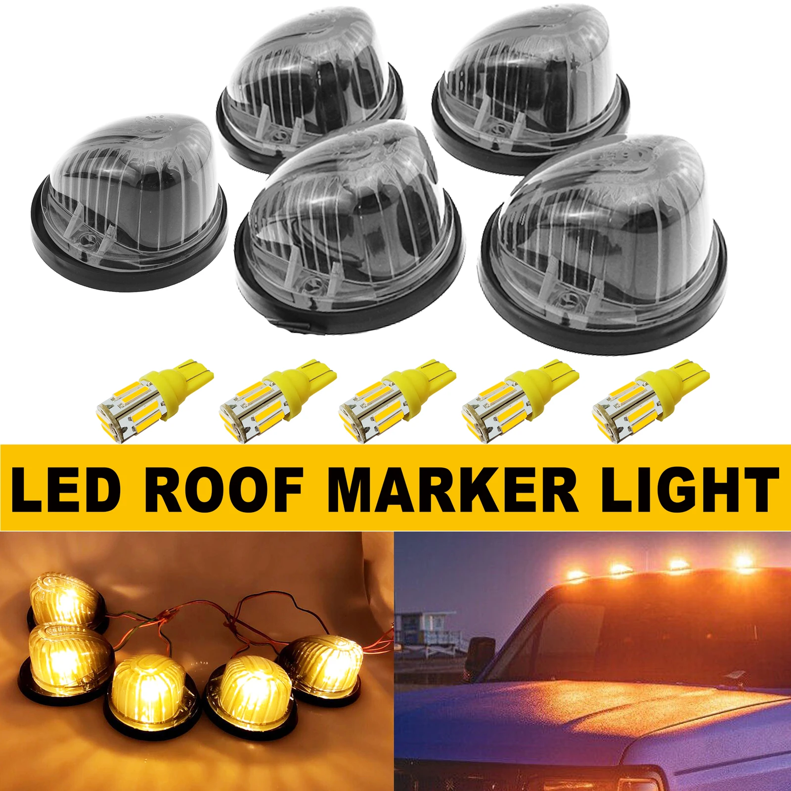 Winetis 5 шт. Янтарный светодиодный прожектор на крыше кабины, ходовые огни, габаритный кожух для Chevy C10/20/30/50/60/70 GMC серии C/K 
Winetis 5 шт. Янтарный светодиодный прожектор на крыше кабины, ходовые огни, габаритный кожух для Chevy C10/20/30/50/60/70 GMC серии C/K