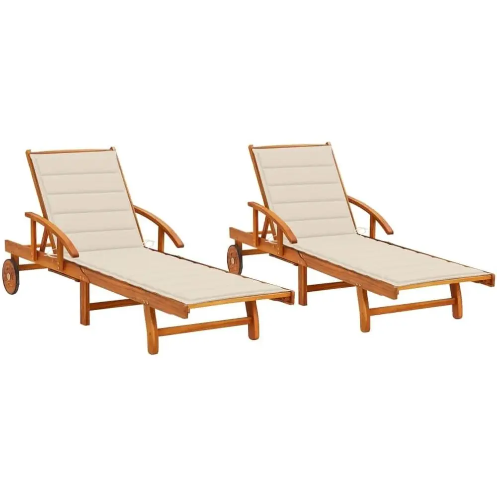 Комплект из 2 шезлонгов из кремового дерева акации с масляной обработкой, регулируемый наклон спинки для отдыха на открытом воздухе
Комплект из 2 шезлонгов из кремового дерева акации с масляной обработкой, регулируемый наклон спинки для отдыха на открытом воздухе