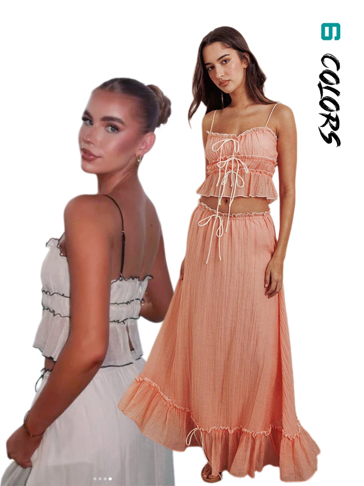 Sweet Square Neck Lace Skirt Women Skirt Suit White Lace Up Cropped Top A-Line Long Skirt Boho Fairy Casual Two Piece Sets 2025
Sweet Square Neck Lace Skirt Women Skirt Suit White Lace Up Cropped Top A-Line Long Skirt Boho Fairy Casual Two Piece Sets 2025