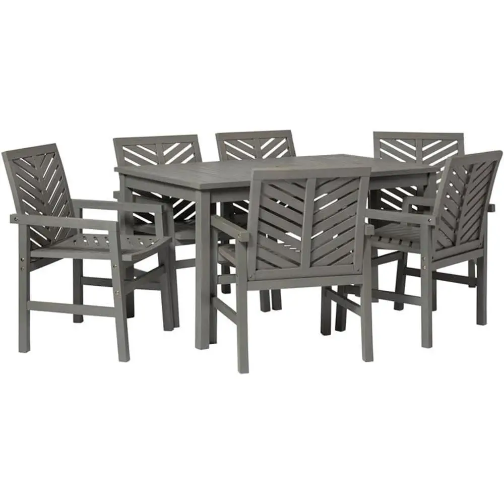 Grey 7-Piece Outdoor Chevron Patio Dining Set with Table and Chairs for All-Weather Use
Grey 7-Piece Outdoor Chevron Patio Dining Set with Table and Chairs for All-Weather Use