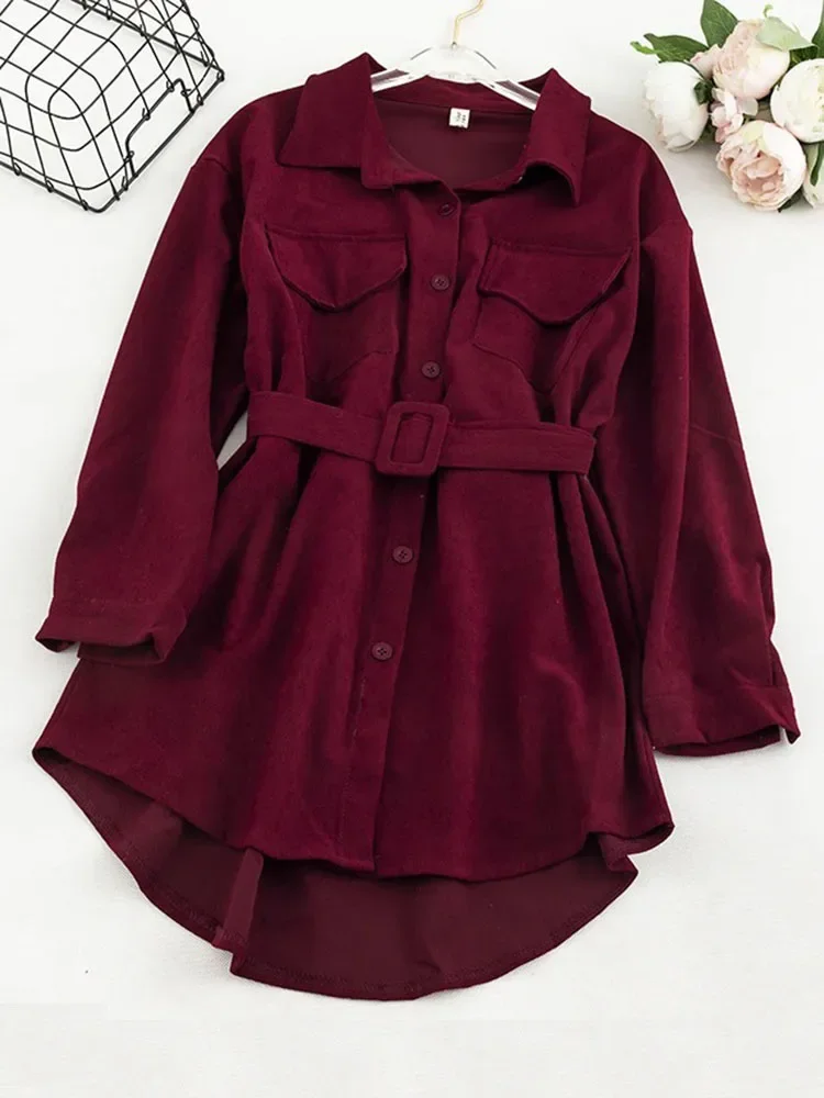 Women's Corduroy Shirt Spring Autumn New Turn-down Collar Long Sleeve Double Pocket Shirt Sashes Waist Wild Loose Jacket ML421
Women's Corduroy Shirt Spring Autumn New Turn-down Collar Long Sleeve Double Pocket Shirt Sashes Waist Wild Loose Jacket ML421