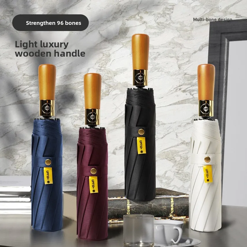 Car mounted fully automatic wooden handle umbrella with high-end feel, three keel black rubber sunscreen, sun shading, wind resi
Car mounted fully automatic wooden handle umbrella with high-end feel, three keel black rubber sunscreen, sun shading, wind resi