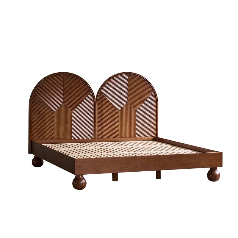 French cherry wood retro solid wood bed master bedroom wedding bed 1.8 meters double bed high backrest medieval ball feet
French cherry wood retro solid wood bed master bedroom wedding bed 1.8 meters double bed high backrest medieval ball feet
