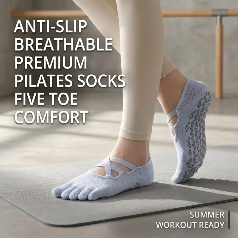 Five Toe Yoga Socks Breathable Sweat-wicking Summer Fabric Anti-slip Sole with Tied Band Design Ergonomic Split Toe Cutting
Five Toe Yoga Socks Breathable Sweat-wicking Summer Fabric Anti-slip Sole with Tied Band Design Ergonomic Split Toe Cutting