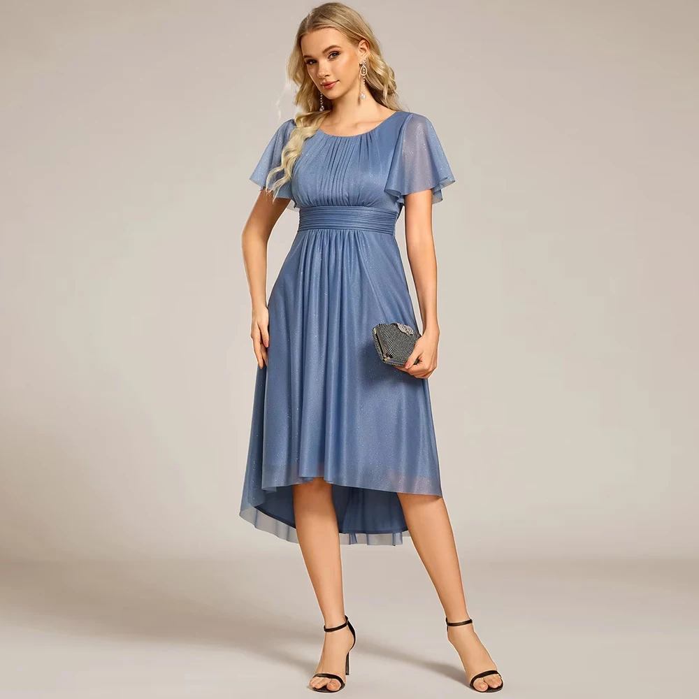 BAZIIINGAAA Party Dress Short Sleeves Pleated Ruffle Round Neck Asymmetrical Midi Wedding Guest Dress Evening dress
BAZIIINGAAA Party Dress Short Sleeves Pleated Ruffle Round Neck Asymmetrical Midi Wedding Guest Dress Evening dress 