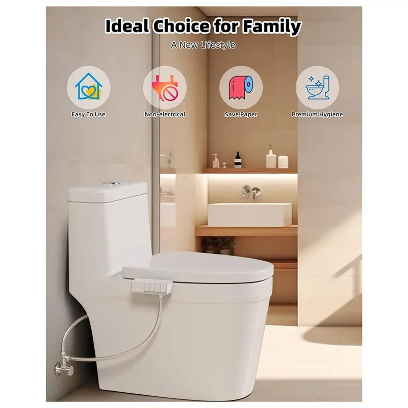 BOFO For Frontal Rear Wash For Toilet Bidet Attachment Non-Electric 2 Nozzle Adjustable Pressure Buttock Irrigation System NA 7/
BOFO For Frontal Rear Wash For Toilet Bidet Attachment Non-Electric 2 Nozzle Adjustable Pressure Buttock Irrigation System NA 7/