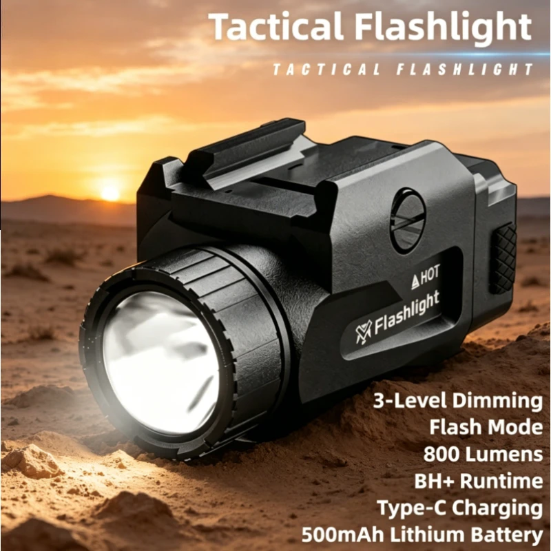 Durable TINSOL 800LM Tactical Light, 4 Mode USB Rechargeable Function, Handgun Rail Mount for Outdoor Activities
Durable TINSOL 800LM Tactical Light, 4 Mode USB Rechargeable Function, Handgun Rail Mount for Outdoor Activities
