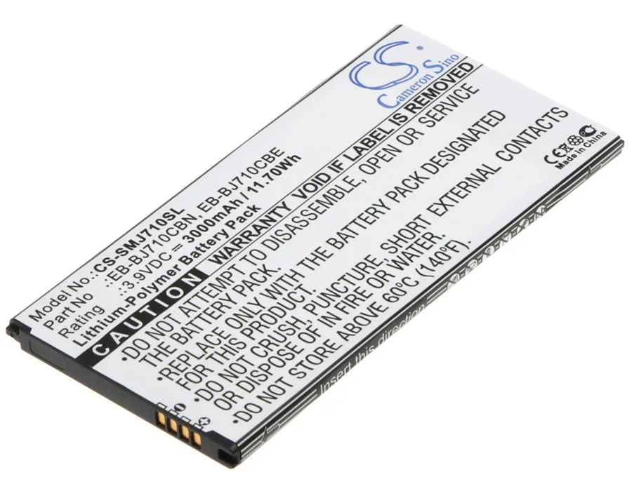 CS Cameron Sino Kerui New 3000mAh Replacement Battery for Galaxy J7 2016, Galaxy J7 6 Duos TD-LTE, Galaxy J7 Metal 2016 Duos
CS Cameron Sino Kerui New 3000mAh Replacement Battery for Galaxy J7 2016, Galaxy J7 6 Duos TD-LTE, Galaxy J7 Metal 2016 Duos