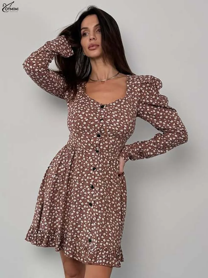 Oymimi Fashion Brown Print Dresses For Women Elegant V-Neck Long Sleeve Single Breasted Dresses Summer Ruffled Mini Dress Female
Oymimi Fashion Brown Print Dresses For Women Elegant V-Neck Long Sleeve Single Breasted Dresses Summer Ruffled Mini Dress Female