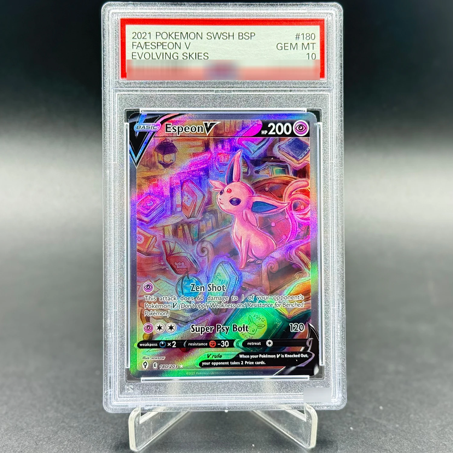 2021 PKM Sword & Shield Evolving Skies 180/203 Alt Art Espeon V 10Points Card Diy High Quality Anime Game Gathering Board Cards
2021 PKM Sword & Shield Evolving Skies 180/203 Alt Art Espeon V 10Points Card Diy High Quality Anime Game Gathering Board Cards