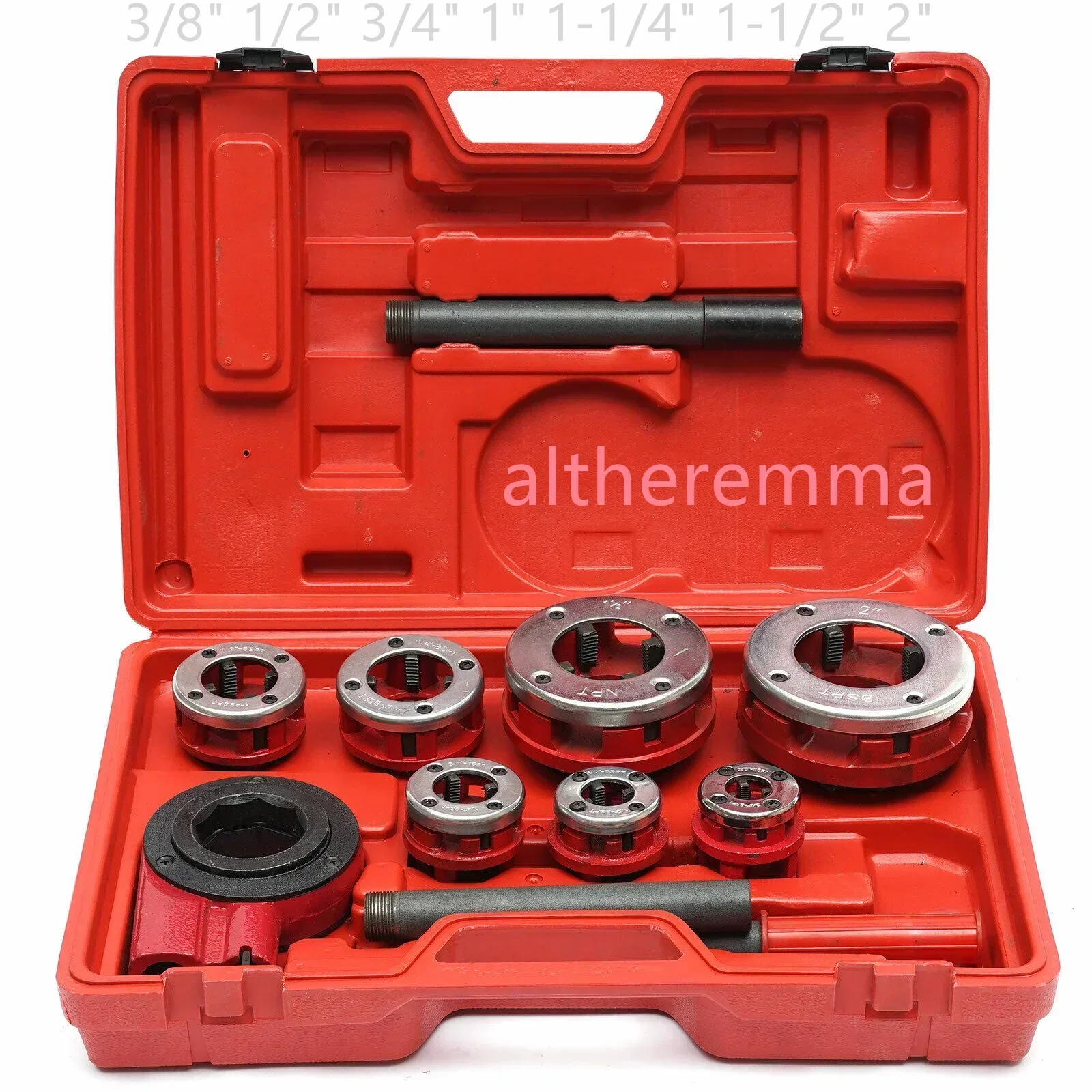 Набор ручных нарезателей для труб с храповым механизмом, 7 штампов от 3/8 до 2 дюймов, ручной инструмент для нарезания резьбы из оцинкованной стали
Набор ручных нарезателей для труб с храповым механизмом, 7 штампов от 3/8 до 2 дюймов, ручной инструмент для нарезания резьбы из оцинкованной стали