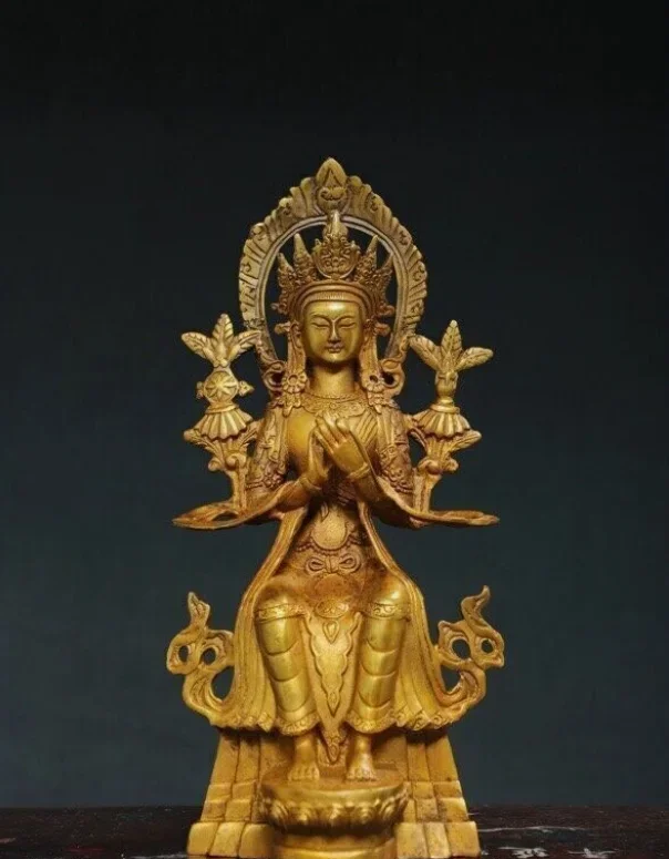 11.8" China Old Tibet Buddhism Bronze Gilt Maitreya Boddhisattva Buddha Statue
11.8" China Old Tibet Buddhism Bronze Gilt Maitreya Boddhisattva Buddha Statue