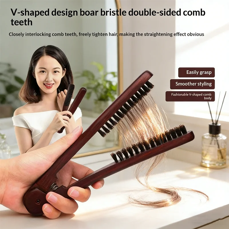Anti-Frizz Straightening Paddle Brush V-Shape Design with Boar Bristles Smooth Hair Detangling Control Brush, Leaves Hair Silky
Anti-Frizz Straightening Paddle Brush V-Shape Design with Boar Bristles Smooth Hair Detangling Control Brush, Leaves Hair Silky