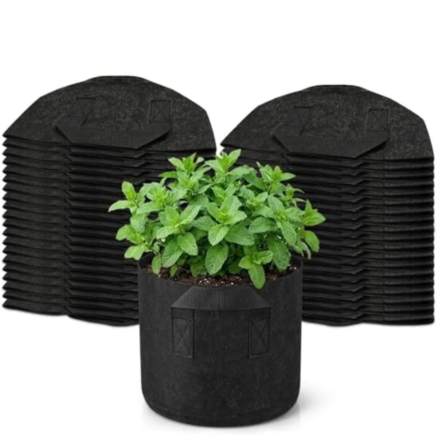 50 Pack 1 Gallon Grow Bags, Small Fabric Pots with Reinforced Handles, Thickened Non-Woven Cloth Planters for Indoor Outdoor Ga
50 Pack 1 Gallon Grow Bags, Small Fabric Pots with Reinforced Handles, Thickened Non-Woven Cloth Planters for Indoor Outdoor Ga