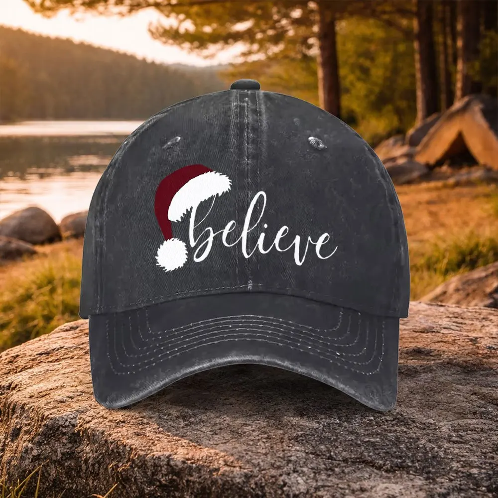Casual Versatile Christmas Hat Believe Print Washed Baseball Cap Suitable for Golf, Leisure Wear And Outdoor Activities Golf Add
Casual Versatile Christmas Hat Believe Print Washed Baseball Cap Suitable for Golf, Leisure Wear And Outdoor Activities Golf Add