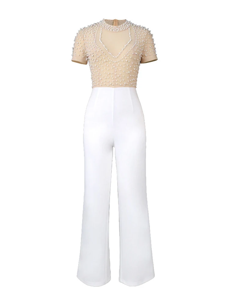 Elegant round Neck Short Sleeve Beaded Jumpsuit High Waist Slimming Party Dress Casual Style Long Pants Straight Leg Jumpsuit
Elegant round Neck Short Sleeve Beaded Jumpsuit High Waist Slimming Party Dress Casual Style Long Pants Straight Leg Jumpsuit