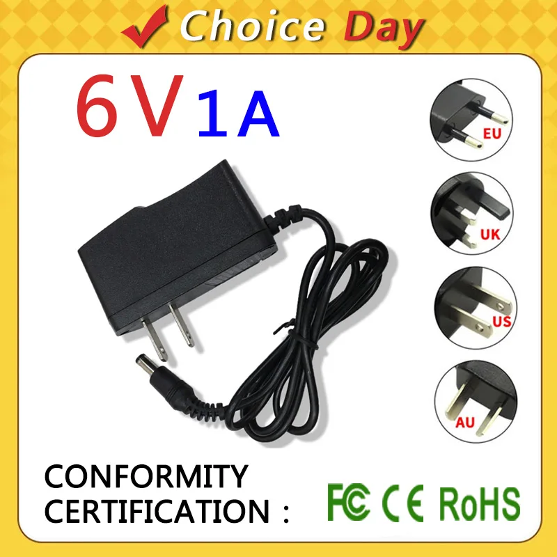 AC 110-240V DC 6V 1A Universal Power Adapter Supply Charger adaptor Eu Us for LED light strips notebook Surveillance camera
AC 110-240V DC 6V 1A Universal Power Adapter Supply Charger adaptor Eu Us for LED light strips notebook Surveillance camera