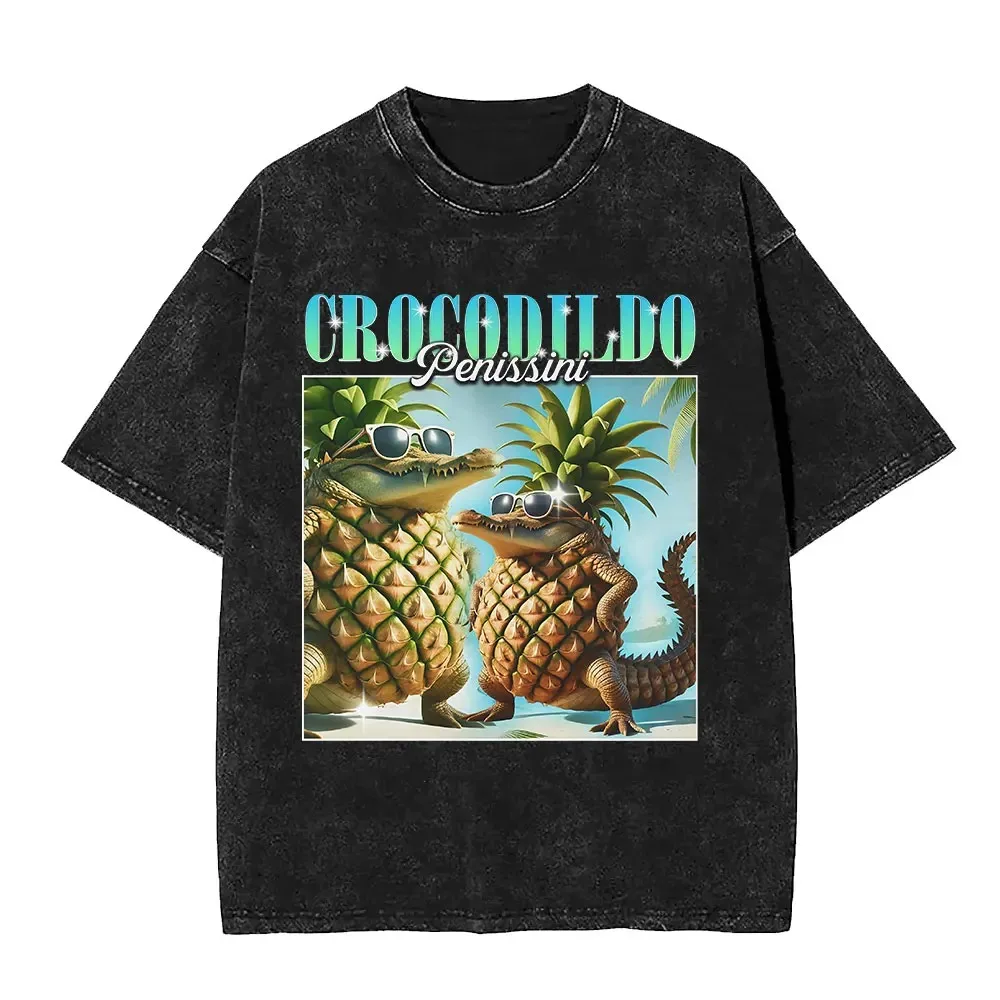 Crocodildo Penissini Vintage Washed T-shirts Italian Brainrot Funny Meme T Shirt Men Women Clothing Fashion Casual Cotton Tshirt
Crocodildo Penissini Vintage Washed T-shirts Italian Brainrot Funny Meme T Shirt Men Women Clothing Fashion Casual Cotton Tshirt