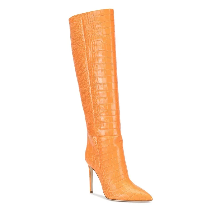 Orange Soft Leather Knee High Boots Slip-On Botas Mujer Women Stiletto Heels Long Ladies Shoes Winter Party Sapatos Feminino
Orange Soft Leather Knee High Boots Slip-On Botas Mujer Women Stiletto Heels Long Ladies Shoes Winter Party Sapatos Feminino